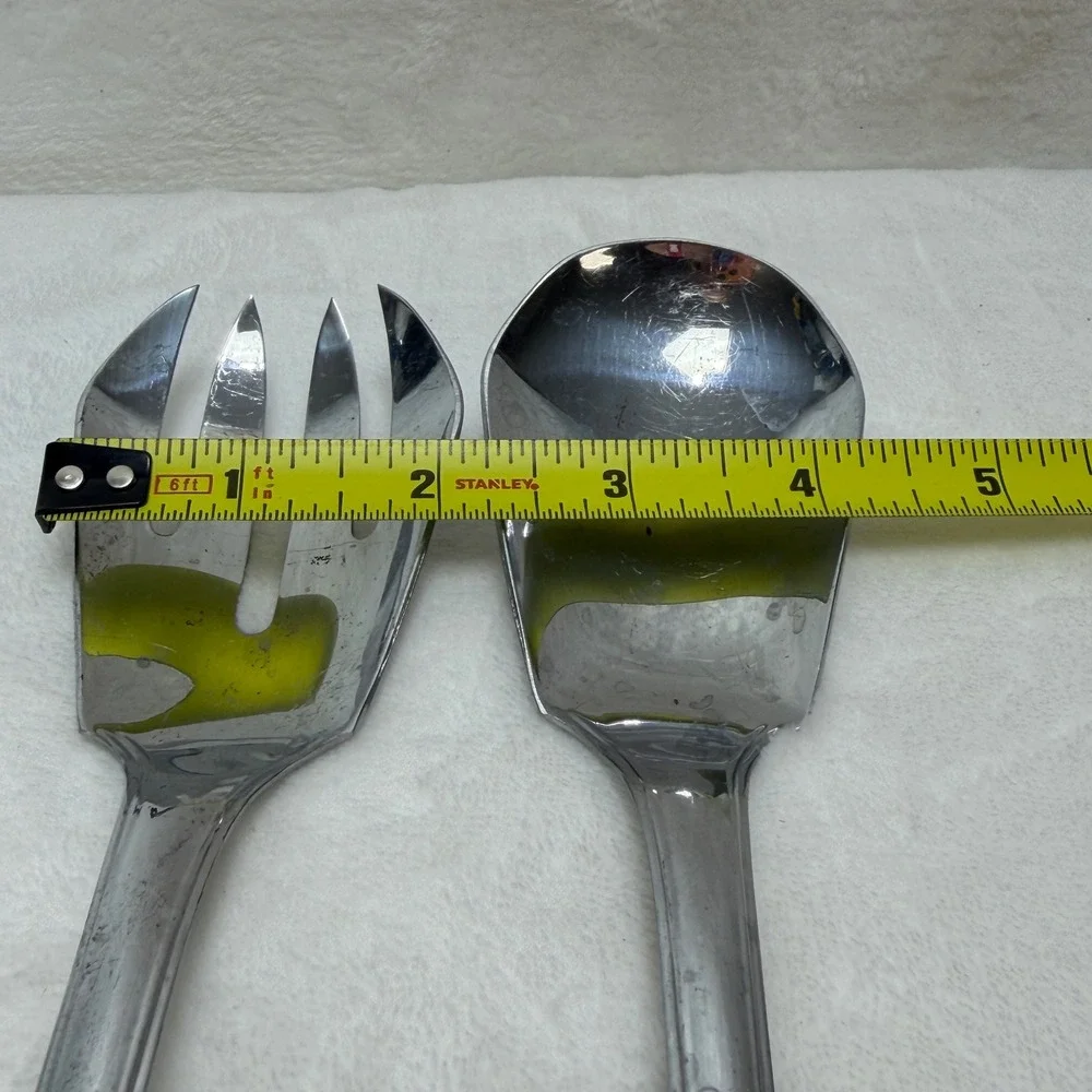VTG Butterscotch Amber Marbled Salad Serving Set Fork and Spoon MCM Retro Farm